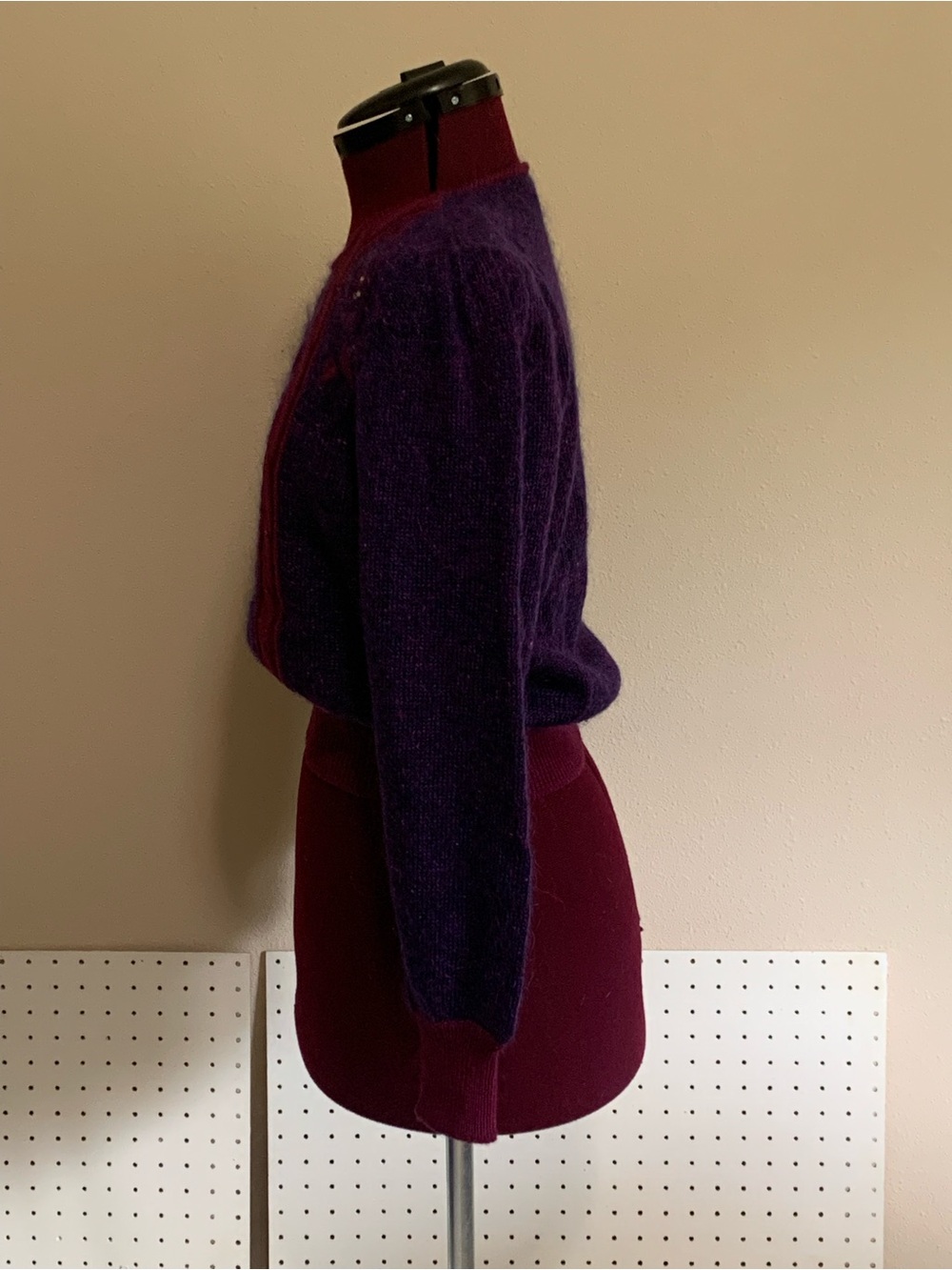 Vintage-Inspired 80’s Purple and Burgundy Women's Sweater - Picture 5 of 8